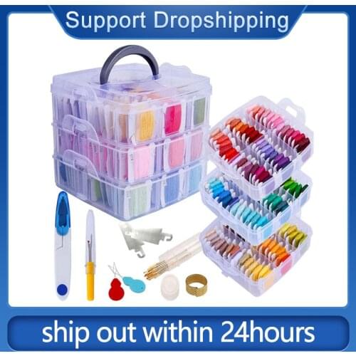 Embroidery Floss Set, 150 Colors Cross Stitch Friendship Bracelets Thread with Floss Bins and 37 Pcs Cross Stitch Tool