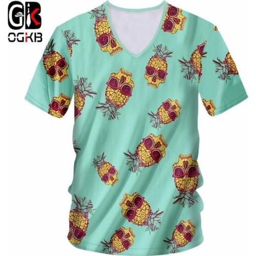 OGKB Sexy Deep V Neck Tshirt New Harajuku Women/mens Funny Print Green Tongue 3d T-shirts Man Short Sleeve Tee Shirts Unisex