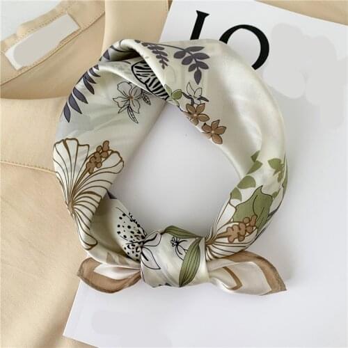 100% Pure Silk Scarf for Lady Hairband Women Neck Scarves Tie Foulard Design Print Small Bandana Spring Summer Kerchief