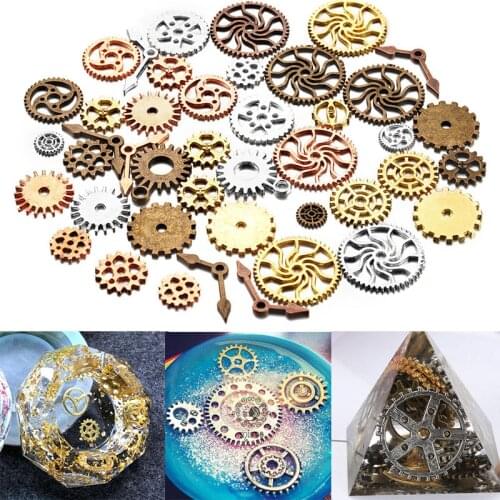 50PCS Mixed Bronze Gold Silver Color Gear Mechanical Steampunk Cogs Gears Pendants Making DIY Handmade Tibetan Finding Jewelry