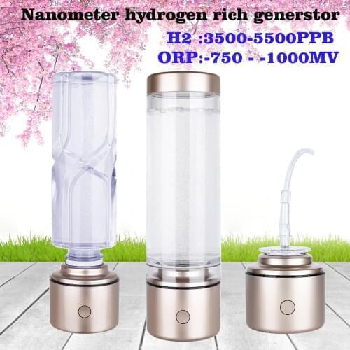 Alkaline Hydrogen Rich Water Bottle Portable Multifunctional Breathing Pure H2 Nano Cup Generator ORP SPE Electrolysis Ionizer
