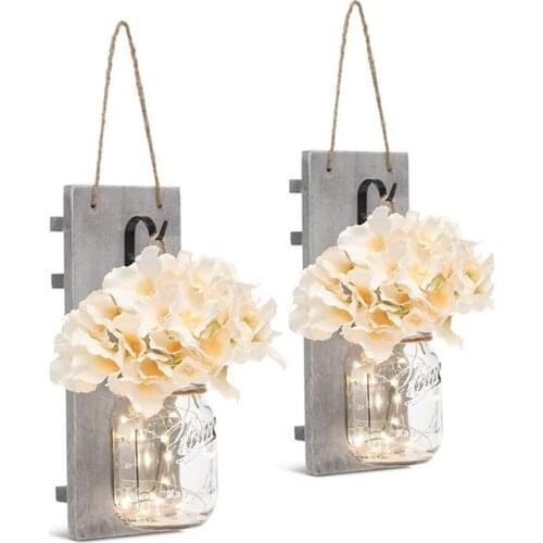 Practical Mason bottle wall lamp home mason jar wall lamp simulation flower garden decorations lamps
