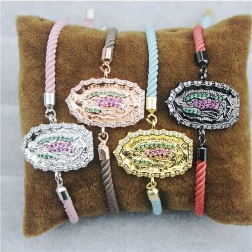 Adjustable 10pcs/lot Fashion Cz Virgin Mary charm, rope connector bracelet, cheap jewelry