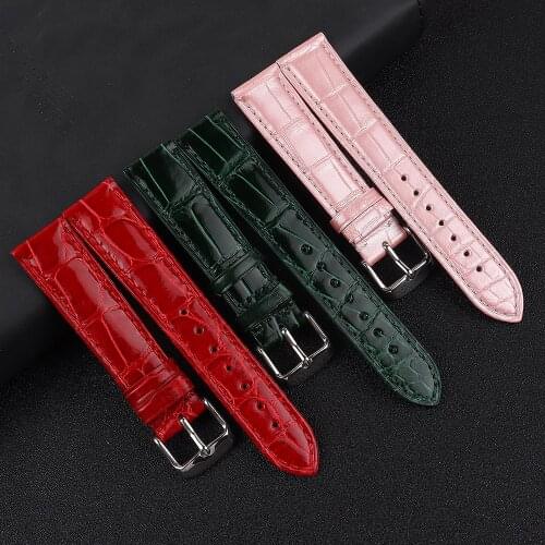 14 15 16 18mm 20mm Alligator Skin Leather Watch Band Crocodile Leather Watch Strap pink Red Green for mens womens wrist watches