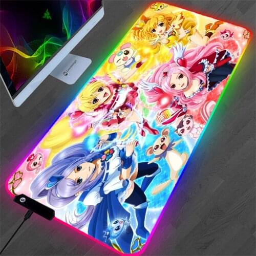 Anime Girl Rgb LED with USB Mouse Pad Rubber Xxl Notebook Gaming Accessories Mini Pc Blanket One Piece Wholesale Desk Mat Xxl