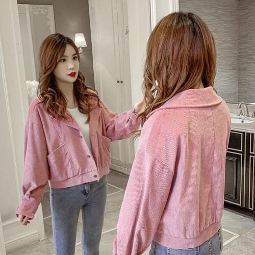 Spring Autumn Women Casual Corduroy Short Jacket Korean Loose Single-Breasted Ladies Tops High Quality Female Coat Tide G847