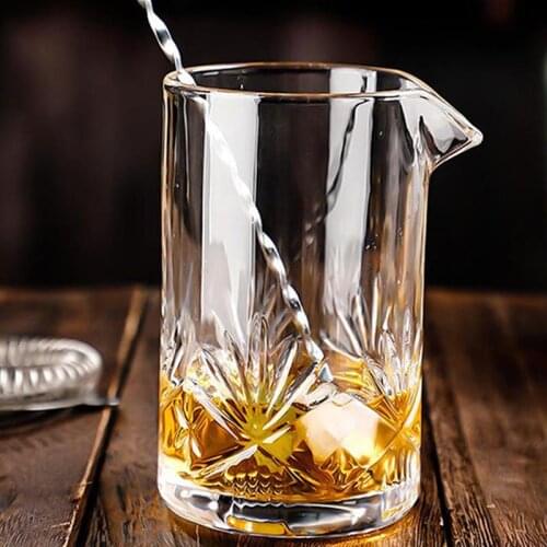 700ml Rhombus Pattern Crystal Cocktail Mixing Glass Bar Mixing Pitcher Transparent Beer Whiskey Brandy Cup Drinkware