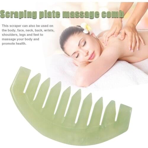 Traditional Chinese Nature Jade Comb Massage Spa Acupuncture Head Therapy Trigger Point Treatment On Head Gua Sha Board