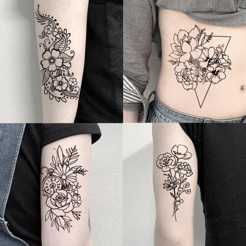 Waterproof Temporary Tattoo Sticker Dragon flowers Plum Rose Tattoos Sword Body Art Arm Fake Sleeve Tatoo Women Men