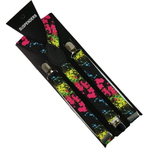 Winfox Fashion 2.5 cm Elastic Braces Colorful Men Women Clip on Suspenders Y-shaped Adjustable Clothes Pants Accessories