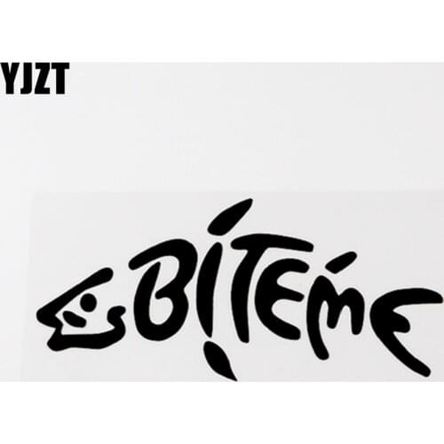 YJZT 17.3CM×8.2CM Creative Word Combination Bite Me Vinyl Fish Car Sticker Decals 8C-0585
