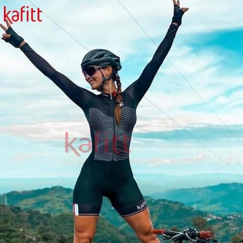Cafete Jumpsuit Cycling Jersey Ladies Long-sleeved Cycling Jersey Swimsuit Black Sexy Women Triathlon Outdoor Cycling Wear