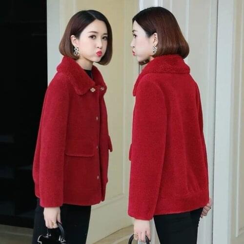 Woman 2021 Winter New Genuine Fur Sheepskin Coats Ladies Loose Casual Wool Outwear Female Thick Warm Sheep Shearing Jacket X580