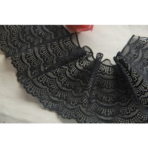 1Yard White Black Wide Lace Trim Embroidered Mesh Lace Dress Edge Lace Applique Fabric Ribbon Wedding Bridal Veils Craft