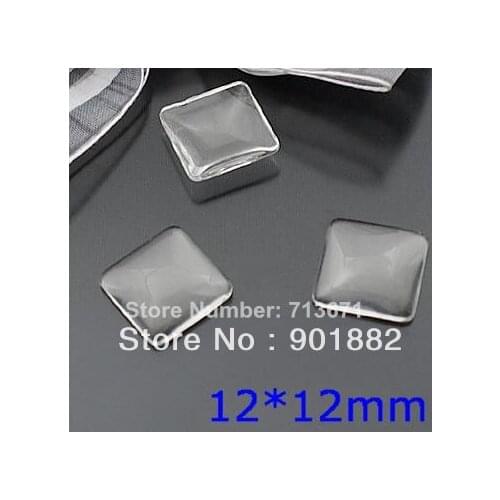100pcs/lot 12mm square clear domed magnifying glass cabochons, photo jewelry pendant inserts available to Make Pendants