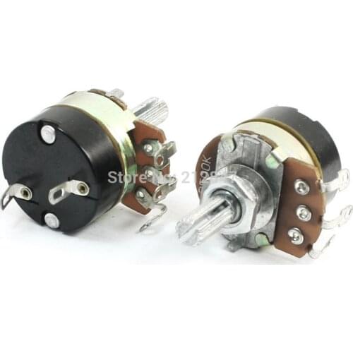 2Pcs 500K Ohm Single Linear Rotary Taper Potentiometers with on/off Switch
