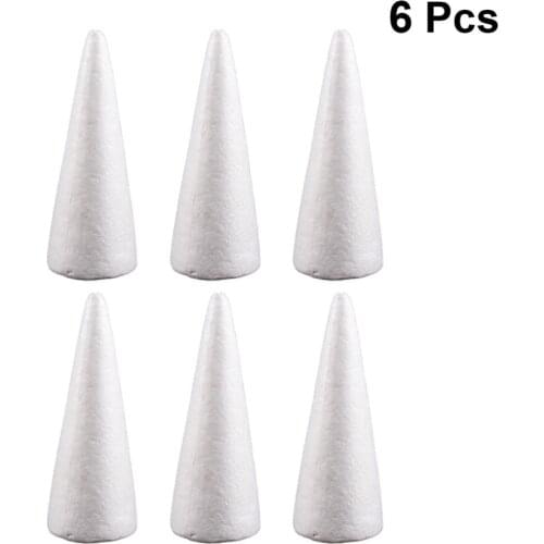 6pcs 24cm White Solid Foam DIY Cone Children Handmade Craft Cone Accessories for Home Craft Christmas