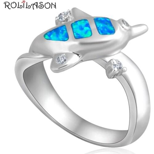 Aliexpress lowest price Wholesale & Retail New arrival Zircon silver plated Blue fire Opal Rings fashion jewelry #6.5#7.5 OR257