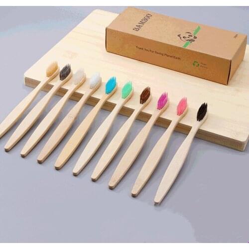 Bamboo Handle Toothbrush Soft Hair Eco Friendly Dental Oral Hygiene Care Toothbrush Resuable Rainbow Colors Adult Tooth Brush