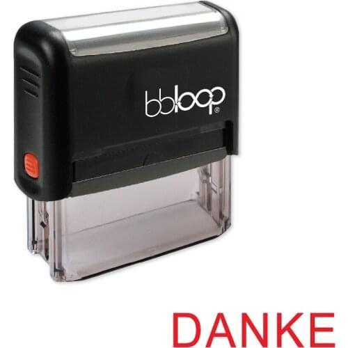 BBloop German Language "DANKE" Self-Inking Stamp, Rectangular, Laser Engraved, RED