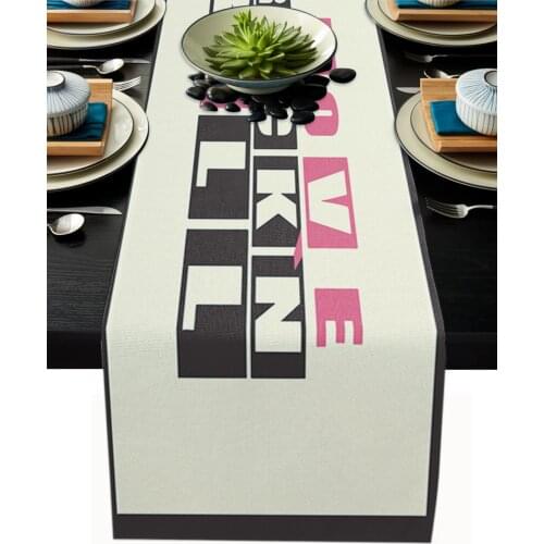 Text Music Rock Table Runner Wedding Table Decor Party Dining Table Runner Home Hotel Decoration Tablecloth Placemat