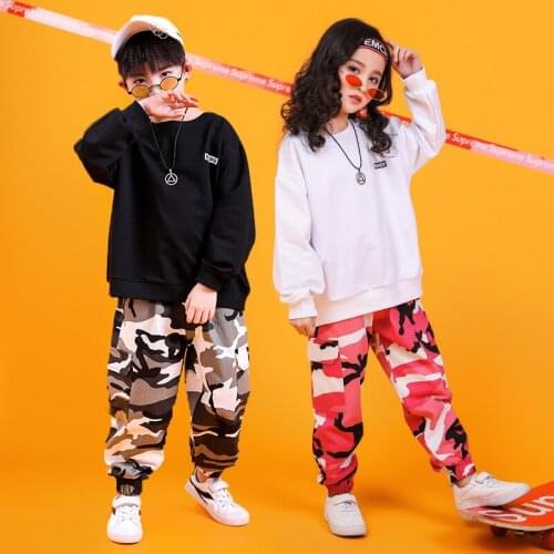 Children Girl Camo Cargo Pants Hip Hop Hiphop Ds Jazz Dance Costumes Ballroom Clothes Outfit