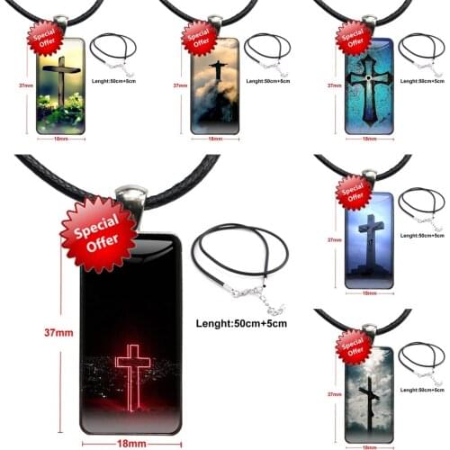 For Lovers Best Friendship Bible Jesus Christ Christian Cross First Vintage Jewelry Steel Plated With Glass Cabochon Choker