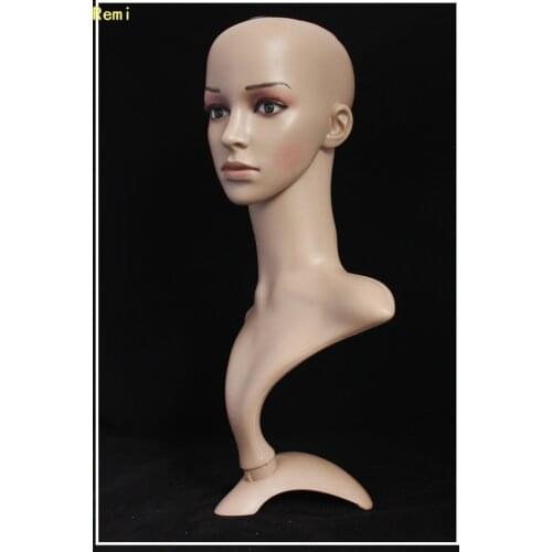 HOT SALE!High quality Realistic Plastic female mannequin dummy head with hair for hat & sunglass & jewelry&mask display