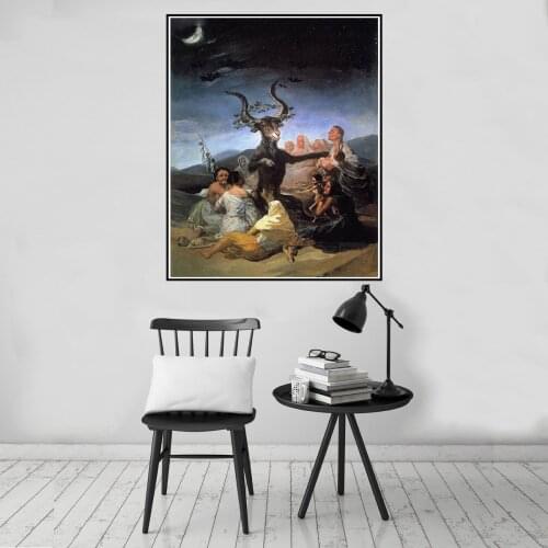 Retro The Witchs Sabbath Canvas Oil Painting Poster Picture Wall Home Art Decor