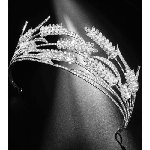 Crystal Grain Bridal Tiaras Cz Crowns Rhinestone Baroque Crown Tiara De Noiva Wedding Hair Accessories jewelry Pageant Diadem