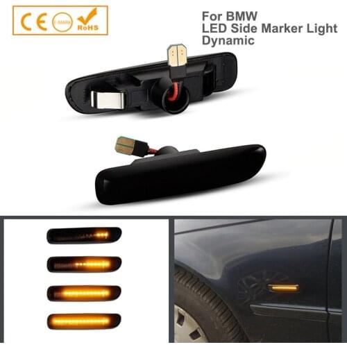 2Pcs Amber Dynamic LED Side Marker Light Front Fender Turn Signal Lamps For BMW 3 Series E46 Sedan Saloon Coupe Wagon Estate