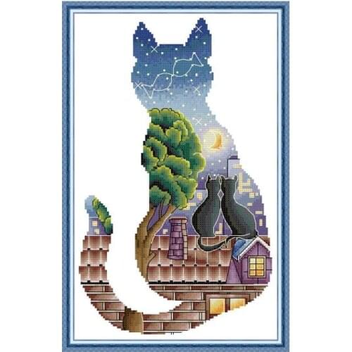 Cat light and shadow cross stitch kit aida 14ct 11ct count print canvas cross stitches needlework embroidery DIY handmade