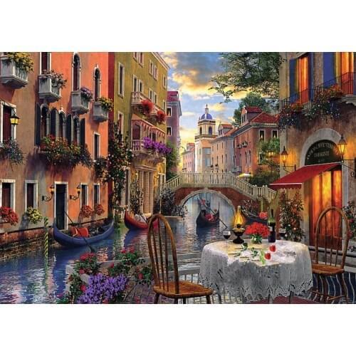 Oneroom Needlework,Venice Romantic Dinner 4CT Counted Embroidery, DIY DMC Cross stitch kits,Art Cross-Stitching Home Decor