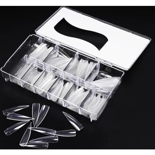 500Pcs Long Pointed False Nail Tips Fingernail Cover Salons Home Manicure Decor
