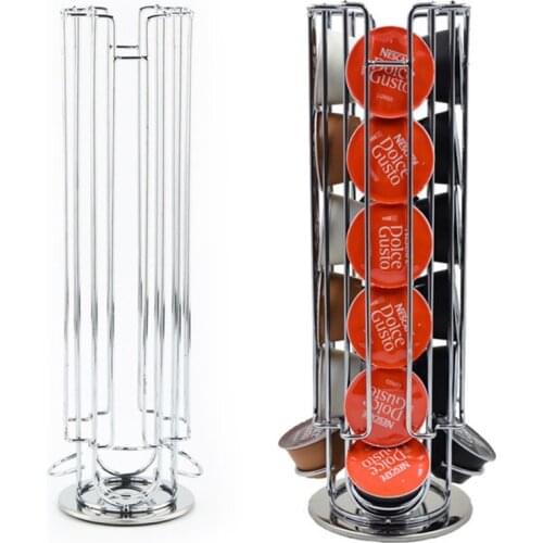 New Metal Coffee Pods Holder Iron Chrome Plating Stand Coffee Capsule Storage Rack Dolce Gusto Capsule