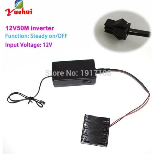 New 50M DC12V EL inverter EL Driver with Cell box for 50M EL wire and strip powered by 8-AA battery For Glowing Party decoration