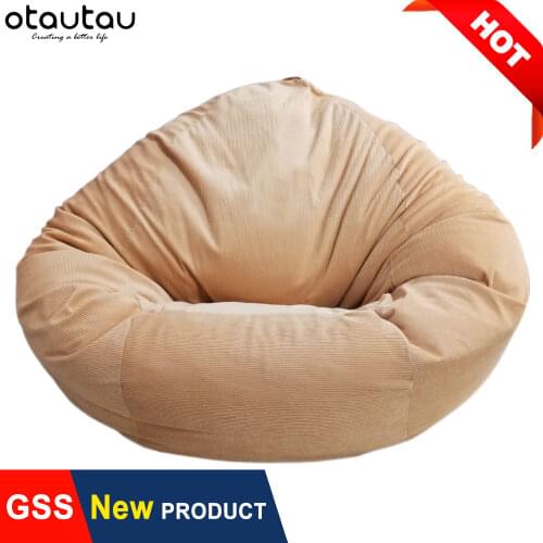 OTAUTAU Big XXL Corduroy Bean Bag Covers No Stuffed Beanbag Lazy Sofa Chair Pouf Ottoman Futon Puff Seat Relax Lounge Furniture