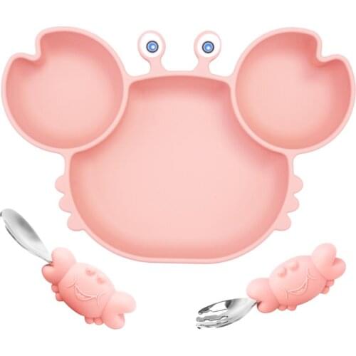 Silicone Baby Dishes for Childrens Tableware Plate Non-slip Baby Feeding Bowl BPA Free