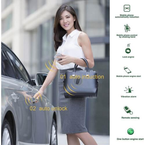 SmartPhone PKE start stop engine system keyless Car Alarm System Kit Central Locking Car Door Push Remote Button MP900A