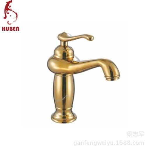 Tiger ran hot and cold faucet C Gold Full copper basin faucet basin faucet stage retro antique faucet