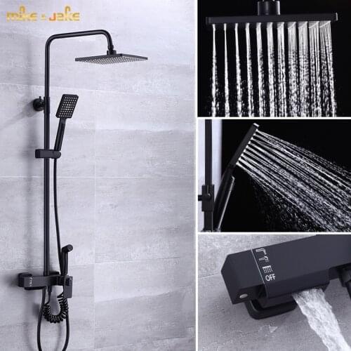 Bathroom black brass shower set with bidet bathtub 4 functions showerset bathroom Shower faucet Bathtub Faucet message shower