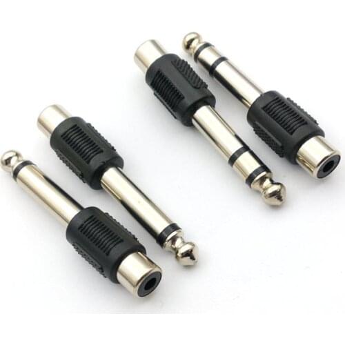 100pcs 6.35mm (1/4 Inch) Mono/Stereo Plug to RCA Jack adapter connectors