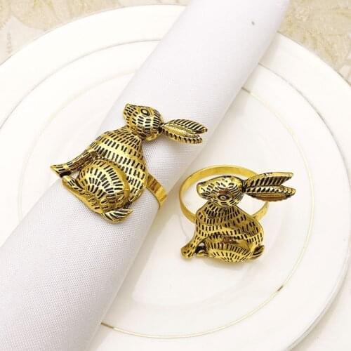 12pcs Hotel set table rabbit napkin buckle napkin ring metal mouth cloth ring