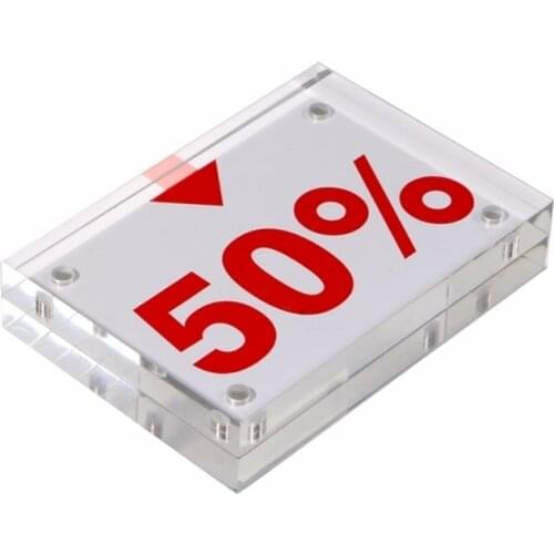 15*10cm A6 magnetic acrylic block price tag display poster photo frame desk sign holder menu card label holder stand magnet