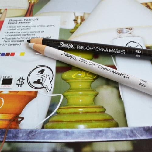 USA Original sanford Sharpie Peel-Off Black white yellow blue ceramics china marker Strippable crayon pen line marker 12pc/lot