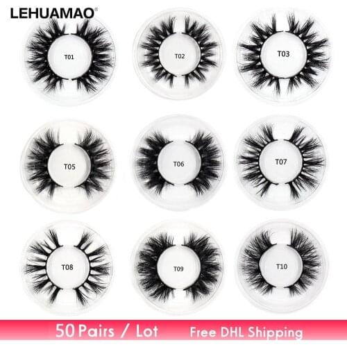 Free DHL 50pairs Eyelashes 3D Mink Lashes Handmade Mink Dramatic Lashes cruelty free reusable lashes soft cross lashes wholsale
