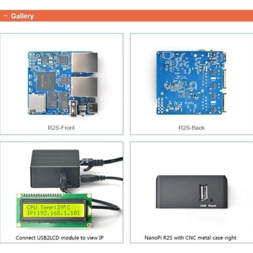 D5QC NanoPi R2S Open Source Mini Router with Dual Ethernet Ports 1GB RK3328 for Smart Home Gateway Bundle Metal Case