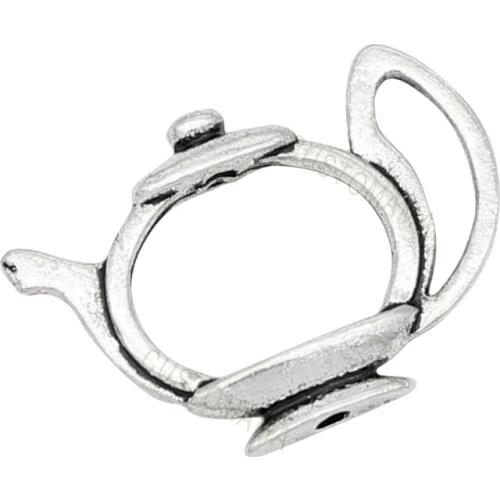 40pcs-Teapot Charms, Antique Tibetan Silver 2 Sided Tea Pot Spacer Connector Link Caps Charm Pendant 28x20mm