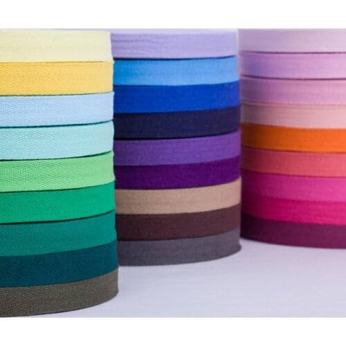 Colour 45meters Eco-Friendly 100% Cotton Ribbon High Tenacity Belt Bag Lable Ribbon Sewing Tape Bias Binding DIY Crafts Accessor