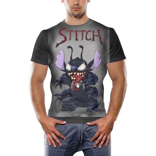 Men T-shirt Disney Cartoon Anime Lilo&Stitch Short-sleeved Shirt Teenager Clothes Summer Funny Cute Girl T-shirt Tees